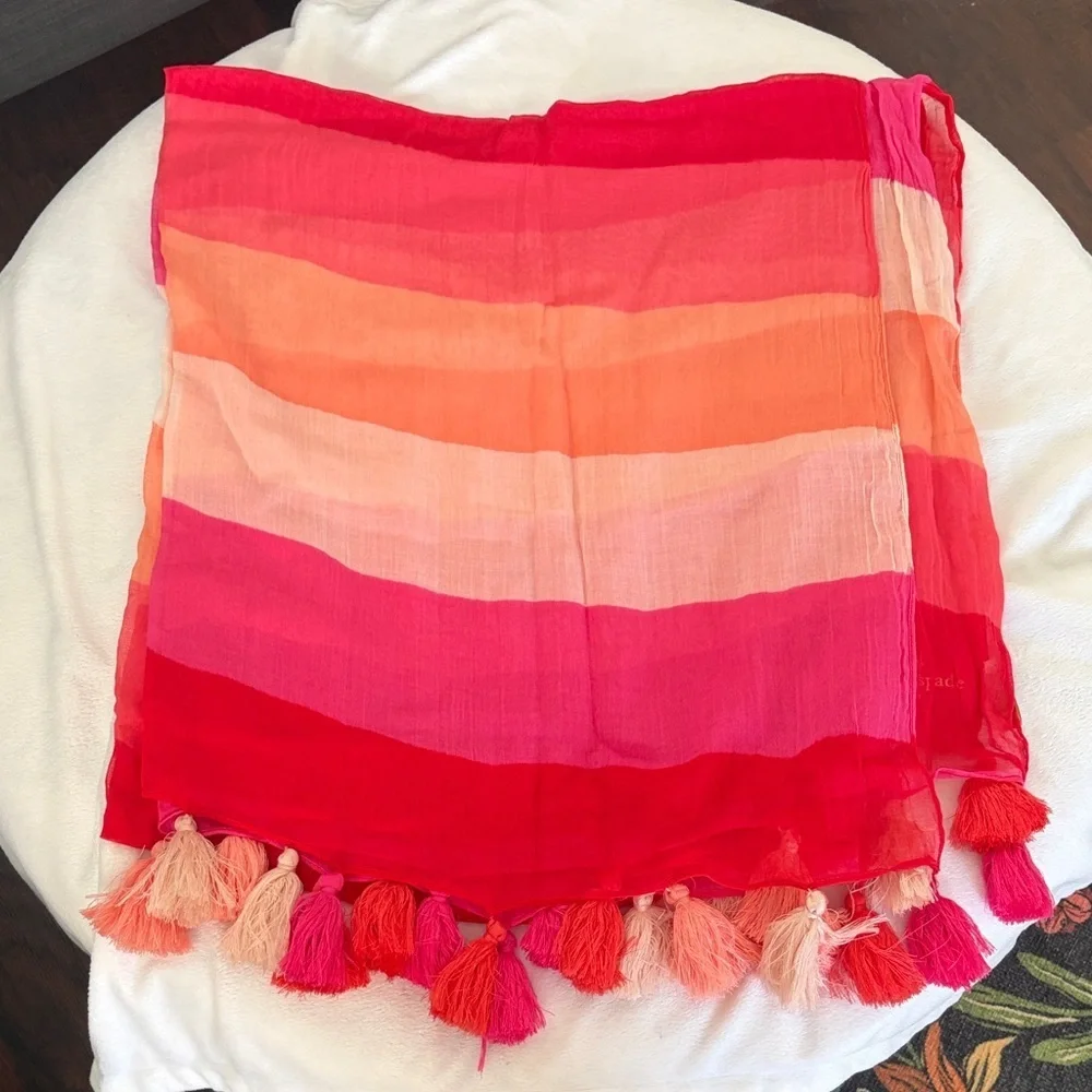 Kate Spade Pink and Orange Striped Scarf